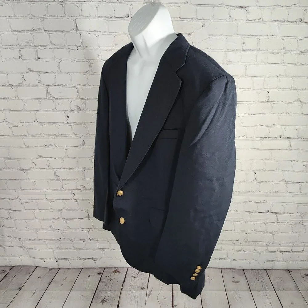 Trophy Club Dark Blue Two Button Single Breasted Men's Sports Coat Size 46R